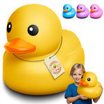 Huge Rubber Duck - 13.3" Inches - Extra-Large Rubber Ducky for Bathtub, Pool, or Bathroom Decor - Oversized Bath Toy in Giftable Polybag - Yellow, Purple, Blue, Pink