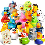 Rubber Ducks - 20 Piece Bulk Pack for Bath, Pool, Party, Cruise, Jeep Ducking, Decoration & More - Small Assorted Funny Toy Duckies