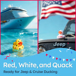 Jeep Ducks for Ducking Patriotic Refill Kit- 75 piece kit including 25 Rubber Ducks, 25 Jeep Ducking Cards & 25 Rubber Bands plus Official Duck Duck Jeep Mobile App - Happy Duckers