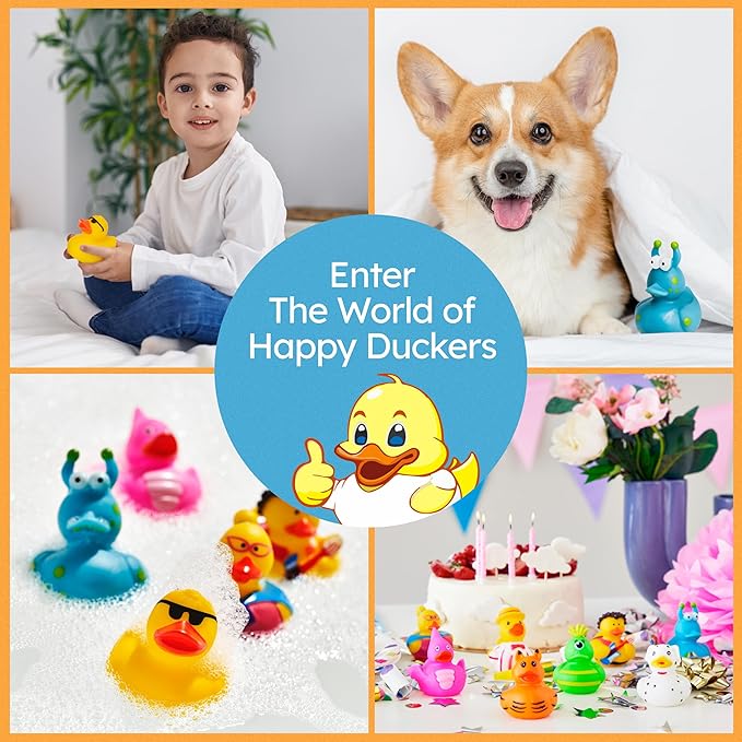 Rubber Ducks - 20 Piece Bulk Pack for Bath, Pool, Party, Cruise, Jeep Ducking, Decoration & More - Small Assorted Funny Toy Duckies