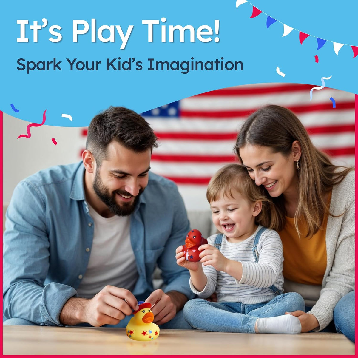 Jeep Ducks for Ducking Patriotic Refill Kit- 75 piece kit including 25 Rubber Ducks, 25 Jeep Ducking Cards & 25 Rubber Bands plus Official Duck Duck Jeep Mobile App - Happy Duckers