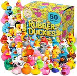 Rubber Ducks - 50 Piece Bulk Pack for Bath, Pool, Party, Cruise, Jeep Ducking, Decoration & More - Small Assorted Funny Toy Duckies with Gift Box