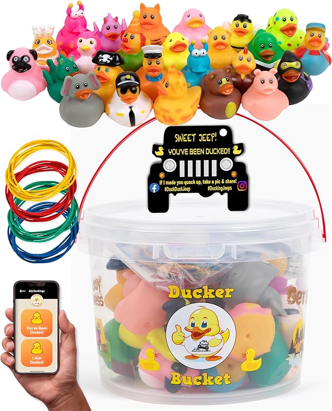Rubber Ducks Jeep Ducking - 76 Piece kit Including Ducker Bucket