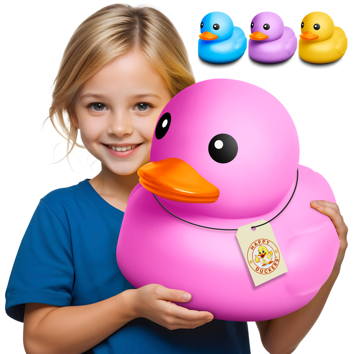 Huge Rubber Duck - 13.3" Inches - Extra-Large Rubber Ducky for Bathtub, Pool, or Bathroom Decor - Oversized Bath Toy in Giftable Polybag - Yellow, Purple, Blue, Pink