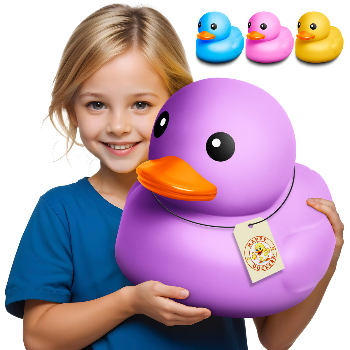 Huge Rubber Duck - 13.3" Inches - Extra-Large Rubber Ducky for Bathtub, Pool, or Bathroom Decor - Oversized Bath Toy in Giftable Polybag - Yellow, Purple, Blue, Pink