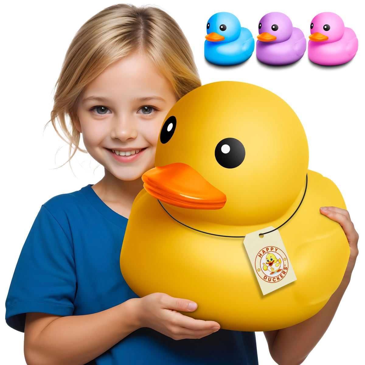 Huge Rubber Duck - 13.3" Inches - Extra-Large Rubber Ducky for Bathtub, Pool, or Bathroom Decor - Oversized Bath Toy in Giftable Polybag - Yellow, Purple, Blue, Pink