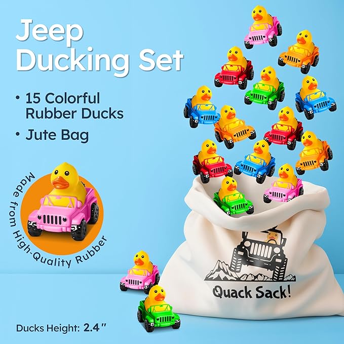 15 Pack Jeep Ducks for Ducking – 2.4" Rubber Duckies