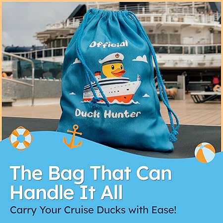 Cruise Ducks Hunter Bag - 15" x 12" Drawstring Storage for Up to 50 Rubber Ducks - Lightweight & Durable Fabric - Ideal for Cruise Ducks Set - Great for All Major Cruise Lines & Gift Idea